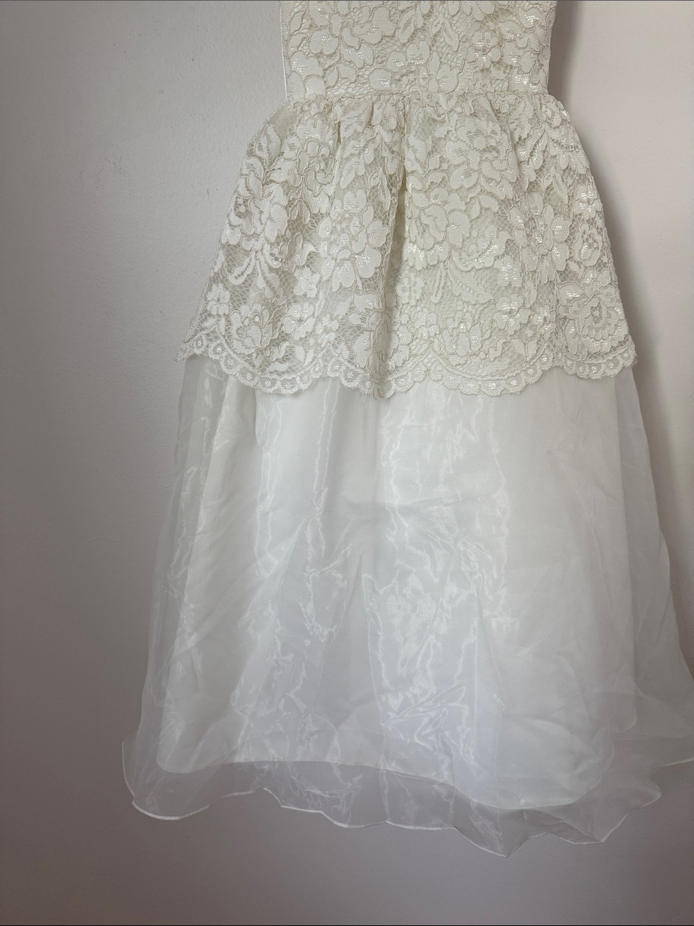 Flower Girl Dress | Bella Bridesmaids | Ivory Lace Overlay Tulle Communion Dress - Picture 4 of 10